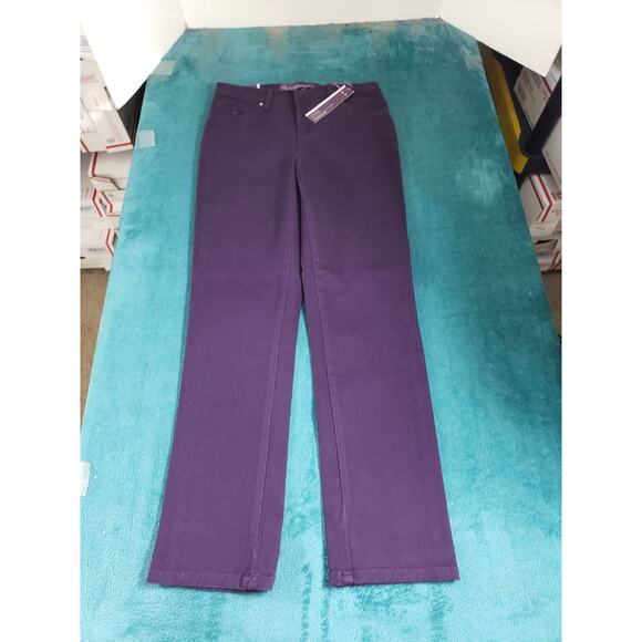 Gloria Vanderbilt Jeans Size 4 Petite Womens Purple Amanda Slimming Straight NWT - Picture 1 of 16